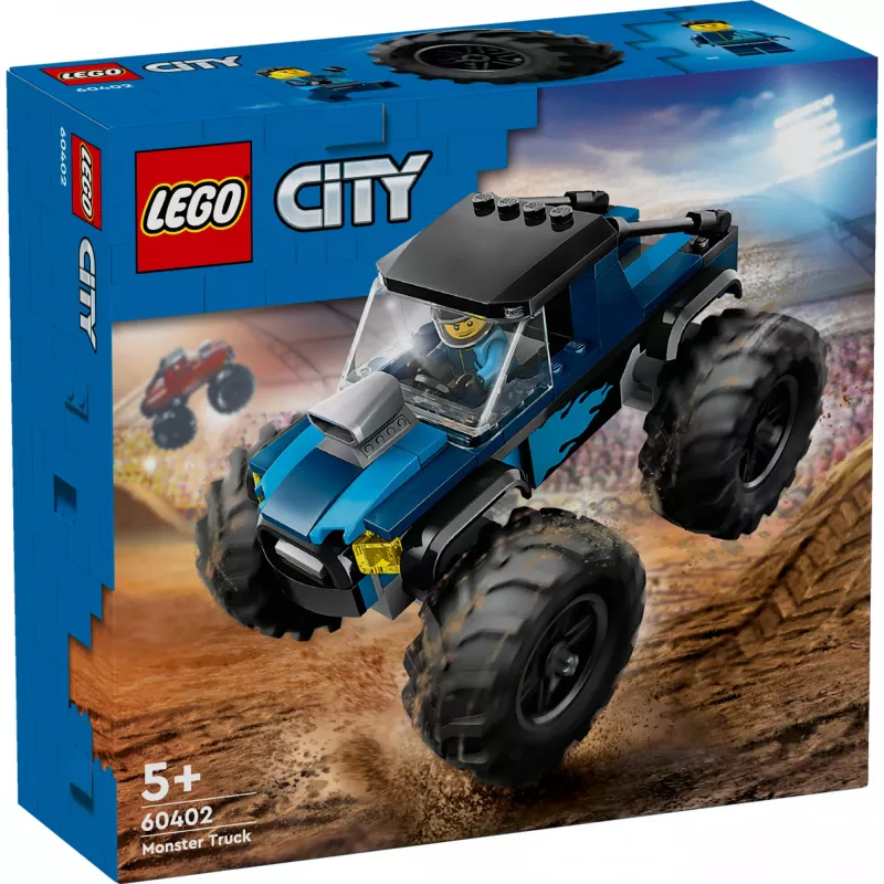Konstrukcinis žaislas LEGO City 60402 Mėlynasis monstrų sunkvežimis su didelėmis padangomis, 148 dalių, 1 minifigūrėlė, nuo 5 metų