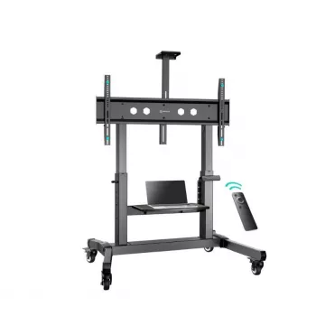 TV stovas ONKRON TS1991E-B mobilus grindinis laikiklis 55–100 colių televizoriams, juodas, aukštis 1100–1600 mm, 130 kg, VESA iki 1000×600