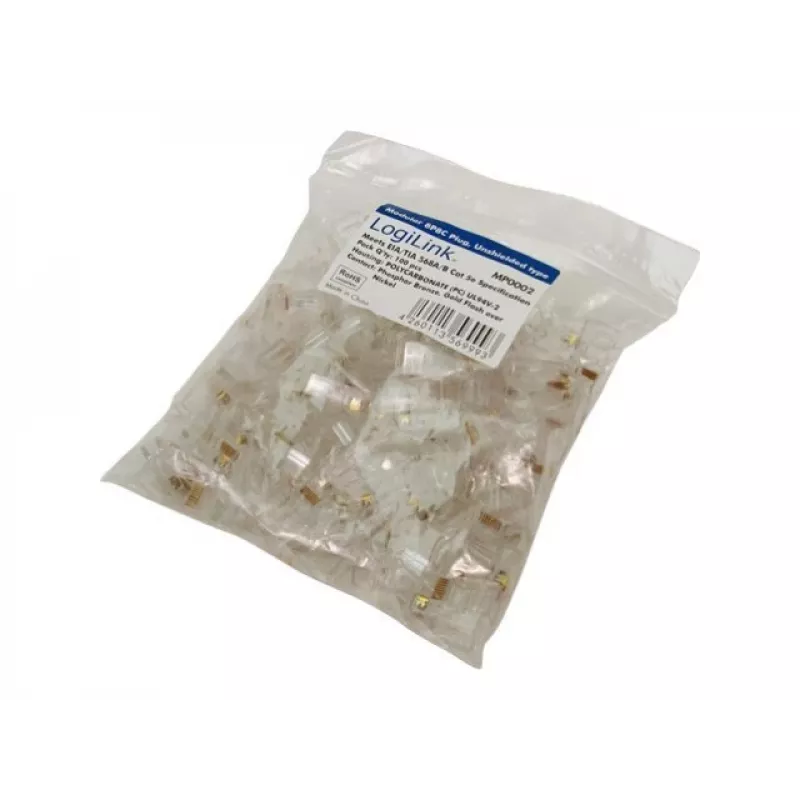 RJ-45 Laido Jungtis LOGILINK MP0002, CAT5e, permatoma, pakuotė po 100 vnt.