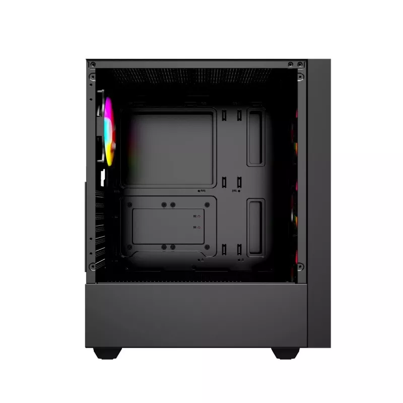 Korpusas GEMBIRD CCC-FC-4000 Midi Tower juodas, grūdintas stiklas, RGB apšvietimas, ATX/Micro-ATX/ITX