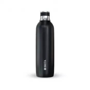 Butelis gazuotojui BRITA 118440 — nerūdijantis plienas, 1 L, tinkamas plauti indaplovėje, ergonomiškas (93×93×305 mm)