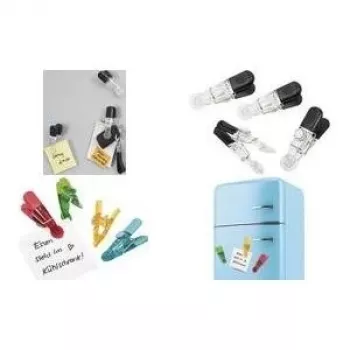 Magnetinis laikiklis WEDO Notiz-Magnethalter GLOSSY 4 vnt. rinkinys juoda/skaidri su spaustuku