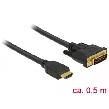 Vaizdo kabelio adapteris DeLOCK 85651 0,5 m HDMI A tipas DVI juodas