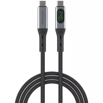 USB-C kabelis 4smarts 541438 USB4 Gen 2x2 1,5 m USB-C juodai pilkas