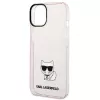 Karl Lagerfeld KLHCP14MCTRI Kietasis dėklas iPhone 14 Plus / 15 Plus 6,7 inch rožinis / permatomas rožinis su Choupette siluetu