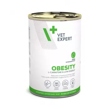 Šlapias šunų ėdalas VETEXPERT Veterinary Diet Obesity 400 g skardinė – paukštiena, suaugusiems, mažai riebalų, daug drėgmės