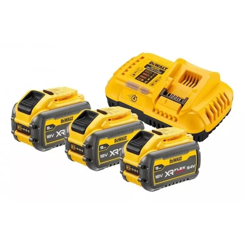 DeWalt DCB118X3 baterijos ir įkroviklio rinkinys – Li-Ion 9 Ah akumuliatorius su įkrovikliu