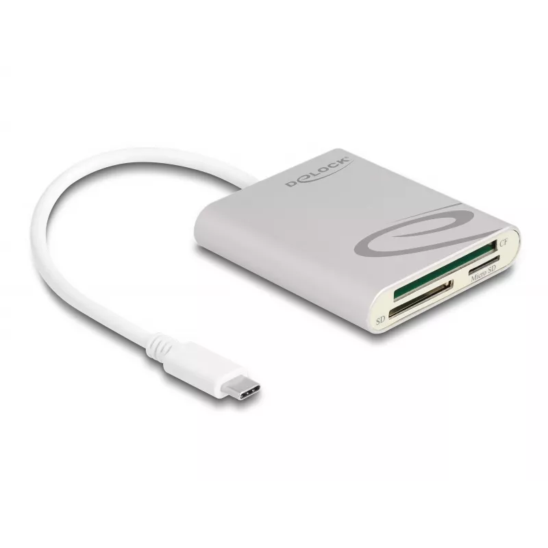 Card Reader DeLOCK 91005 USB 3.2 Gen 1 Type-C pilka CF MMC MicroSD