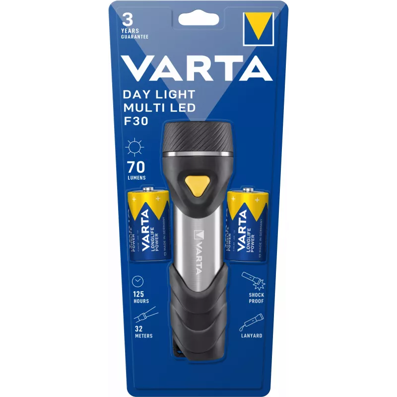 Rankinis žibintuvėlis Varta Day Light Multi LED F30 juodas sidabrinis geltonas