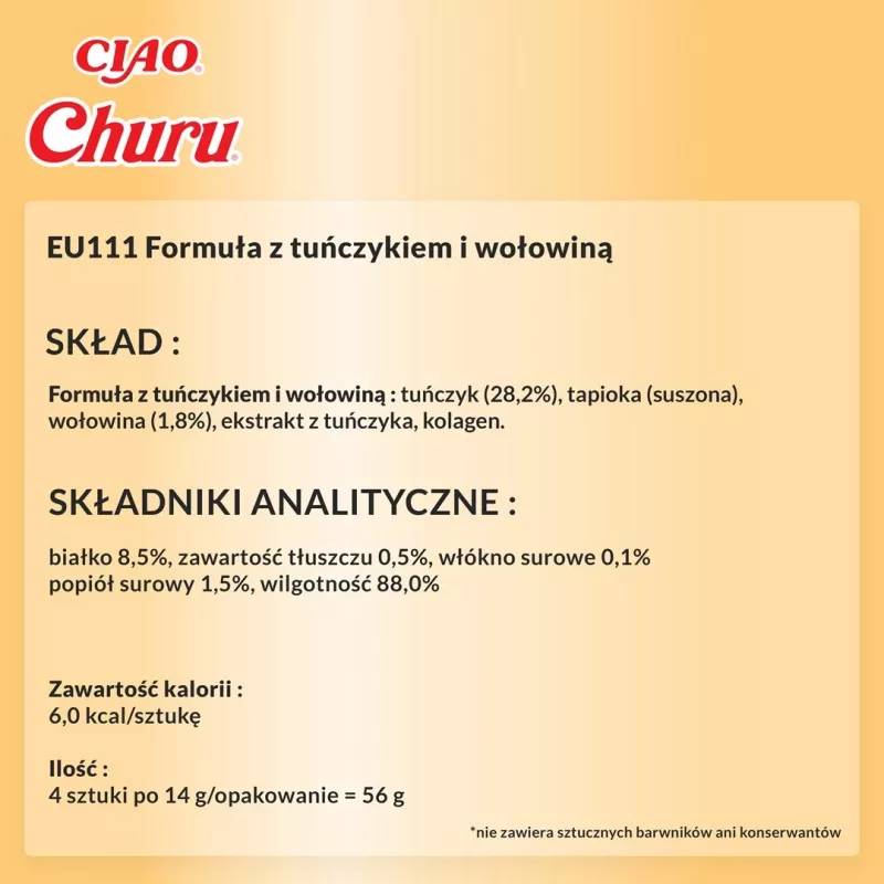 INABA Churu Chicken with Beef Recipe - skanėstai katėms - 4x14 g