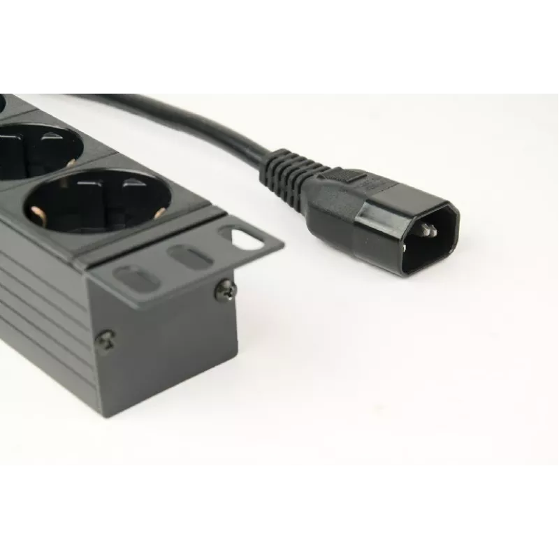 Maitinimo paskirstymo įrenginys GEMBIRD EG-PDU-014-C14, 8 AC lizdai, C14 įvadas, 3 m kabelis, 1U, 3680 W, 10 A, aliuminis, juodas