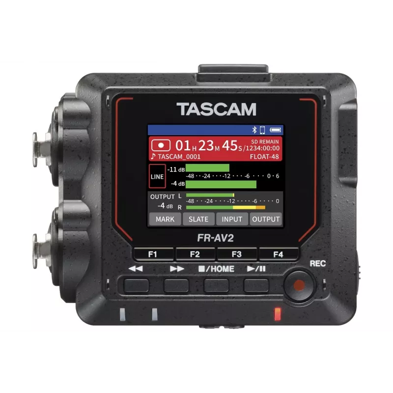 Nešiojamas garso diktofonas Tascam FR2-AV – 2 takeliai, 2 XLR combo įėjimai, USB-C sąsaja, 48–192 kHz, 24/32 bitai, microSD iki 512 GB