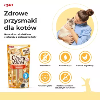 INABA Churu Bites vištienos receptūros užkandžiai katėms - 3x10 g
