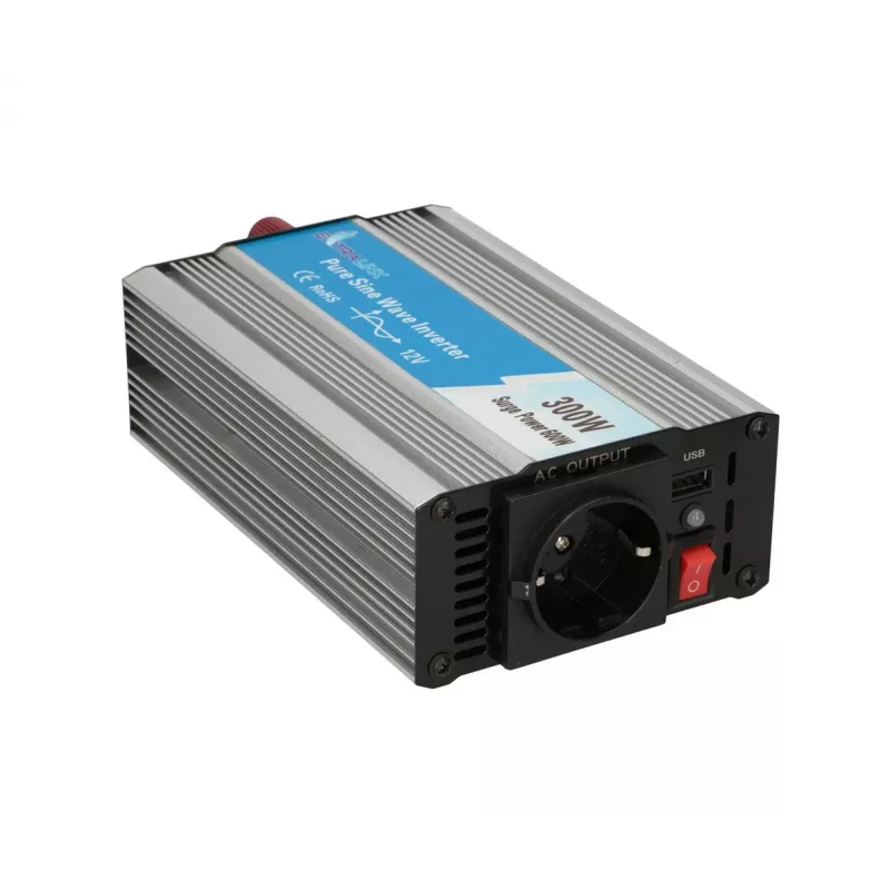 Įtampos keitiklis Extralink OPIP-300W 12V 300W grynas sinusas, aliuminio korpusas, aktyvus aušinimas