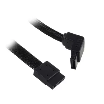 SilverStone SATA III kabelis 50 cm kampuotas / tiesus – juodas pintas
