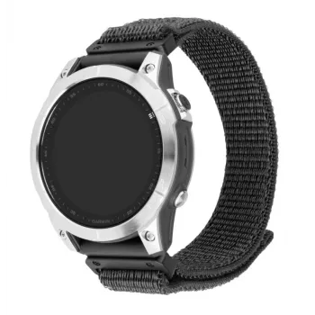 Nailono sportinis dirželis FIXED QuickFit 22 mm, tamsiai pilkas, riešui 160–210 mm, skirtas Garmin