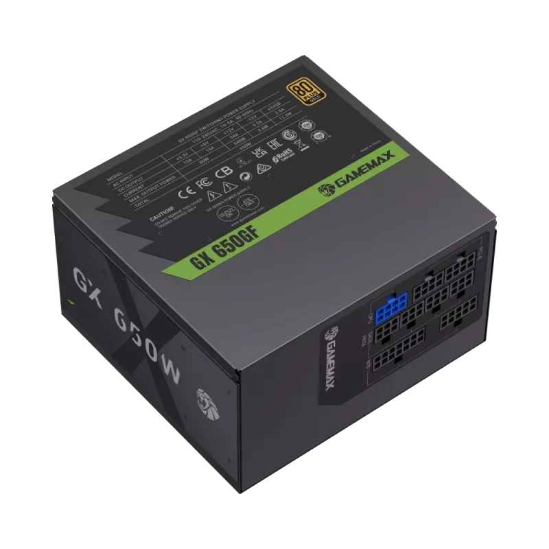 Gamemax GX 650GF 650W maitinimo blokas, 80 PLUS Gold, pilnai modulinis