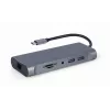 Gembird A-CM-COMBO7-01 nešiojamojo kompiuterio dokas / prievadų replikatorius USB 3.2 Gen 1 (3.1 Gen 1) Type-A pilkas