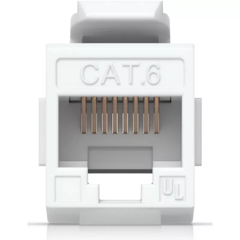 UBIQUITI CAT6 KEYSTONE COUPLER, 12 VNT. PRAĖJIMO CAT6 KEISTONO JUNGTIS, SKIRTA NUTRŪKSTAMIEMS ETHERNETO KABELIAMS BE TRŪKUMŲ SUJUNGTI