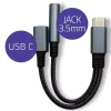 Adapteris 2w1 USB-C į USB-C ir 3,5 mm lizdas PD 15W