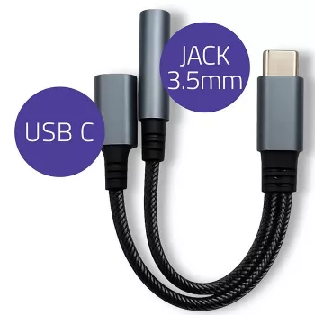 Adapteris 2w1 USB-C į USB-C ir 3,5 mm lizdas PD 15W