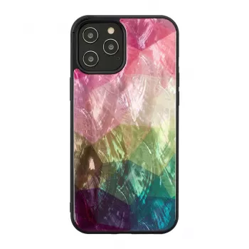 Apsauginis dėklas iKins Apple iPhone 12 / 12 Pro — vandens gėlės raštas, juodas