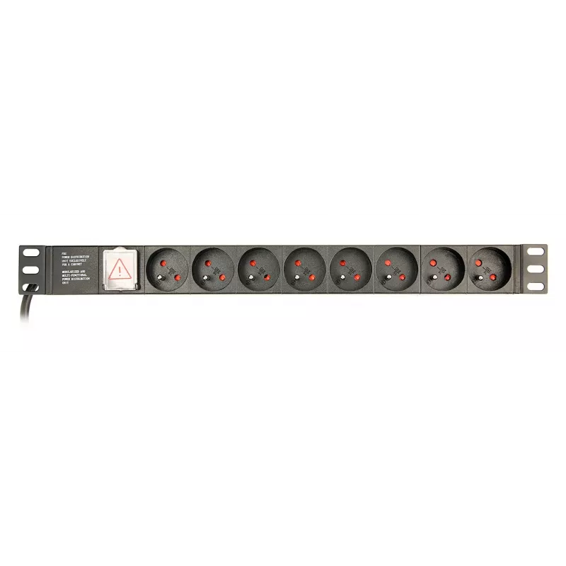 EnerGenie EG-PDU-014-F stovo maitinimo skirstytuvas (8 FR lizdai, 1U, 16A, Schuko kištukas, 3m, juoda spalva)
