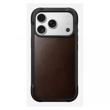 Nomad Rugged Leather Case dėklas iPhone 17 Pro, 6,3 colio (16 cm), rudas, oda/TPU/aliuminis