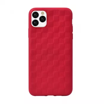 Minkštas dėklas Devia Woven2, skirtas iPhone 11 Pro Max, raudonas raštuotas tekstilinis paviršius