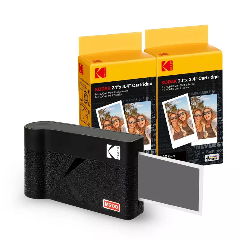 Momentinė spausdinimo kamera Kodak Mini 2 Era juoda – kompaktiška momentinė nuotraukų spausdinimo kamera