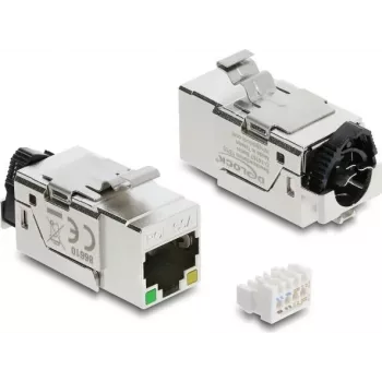Keystone modulis DELOCK 86610 – plokščias nerūdijančio plieno RJ-45, 16,4×37,5×22 mm