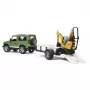 BRUDER Land Rover Defender su priekaba ir JCB mikroekskavatoriumi 8010 CTS bei statybininko figūrėle