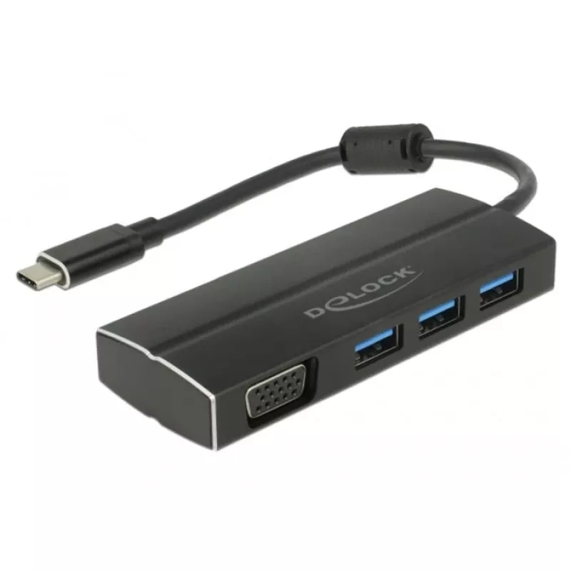 DeLOCK 63932 USB 3.2 Gen 1 Type-C dokinimo stotelė nešiojamam kompiuteriui, juoda