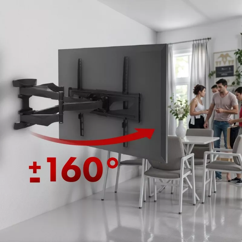 Sieninis TV laikiklis MACLEAN MC-781 66–177,8 cm (26–70 colių) ekranams, pakreipimas -12–2°, VESA 100x100–400x400, maks. apkrova 45 kg, juodas