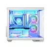 Korpusas MODECOM Volcano Panorama Midi Tower baltas – micro ATX, grūdintas stiklas, ARGB, USB-C, palaiko GPU iki 400 mm