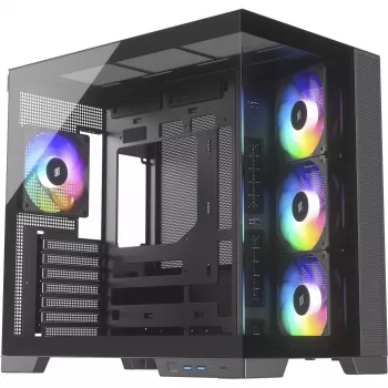 Korpusas Silentware View A-RGB Black VIEWBLACK vidutinis bokštas su A-RGB apšvietimu