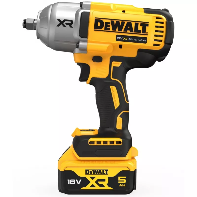 Veržliaraktis smūginis DeWALT DCF900P2T-QW 1/2 colio bešepetėlis 18 V, 1898 N·m, 5 Ah akumuliatorius, 2 akumuliatoriai, įkroviklis, dėklas