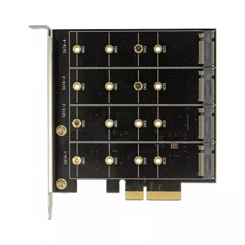 DeLOCK 89888 vidinė PCIe sąsajos plokštė su 4 M.2 lizdais SATA diskams