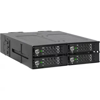 ICY DOCK ToughArmor MB720MK-B V3 - 4x PCIe 4.0 M.2 NVMe į 4x OCuLink 1x 5.25 lizdo mobilus stovas metalinis juodas su raktų užraktu (tri-mode suderinamas)