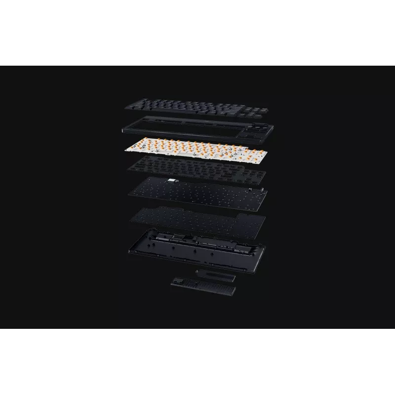 Razer BlackWidow V4 Low-Profile Tenkeyless HyperSpeed klaviatūra, žaidimų, USB RF Bluetooth, QWERTY US International, juoda