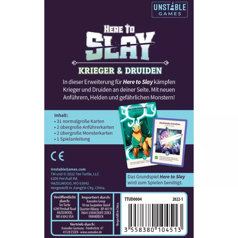Here to Slay – Krieger ir Druidai, Kortų Žaidimo Papildymas