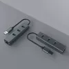 SAVIO USB-A šakotuvas su RJ-45 Gigabit Ethernet AK-57 — 3× USB-A + RJ-45, USB 3.2 Gen 1 Micro‑B prijungimas, 5 Gbit/s, 4 prievadai, pilka