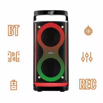Nešiojama kolonėlė MANTA SPK0601B100, 100 W, Bluetooth, karaoke, belaidis mikrofonas, baterija, ekvalaizeris, disko apšvietimas
