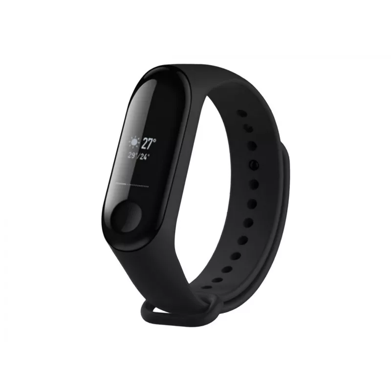 Silicinė apyrankė FIXED, skirta Xiaomi Mi Band 3/4 — juoda, keičiama, lanksti, patvari