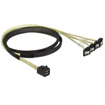 SCSI kabelis DeLOCK 85685 juodas geltonas 1 m 1 x Mini SAS HD SFF-8643 4 x SATA 7 kontaktų