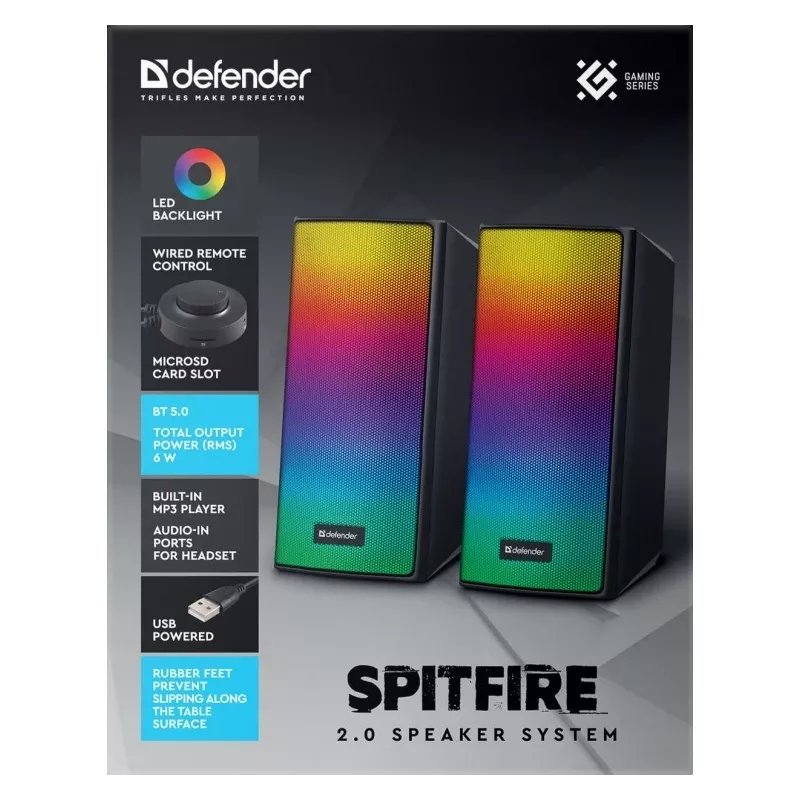 Garsiakalbiai PC Defender Spitfire 2.0 6W LED USB