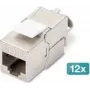 DIGITUS CAT 6A ekranuotas keystone modulis, beįrankis, RJ-45, plokščias, sidabrinis – 12 vnt. pakuotė