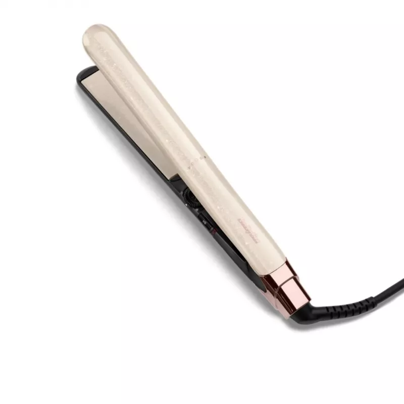 Tiesintuvas BABYLISS ST914PE – keraminiai/titano plokštelės, 13 šilumos lygių, 100–240V, smėlio/varinė