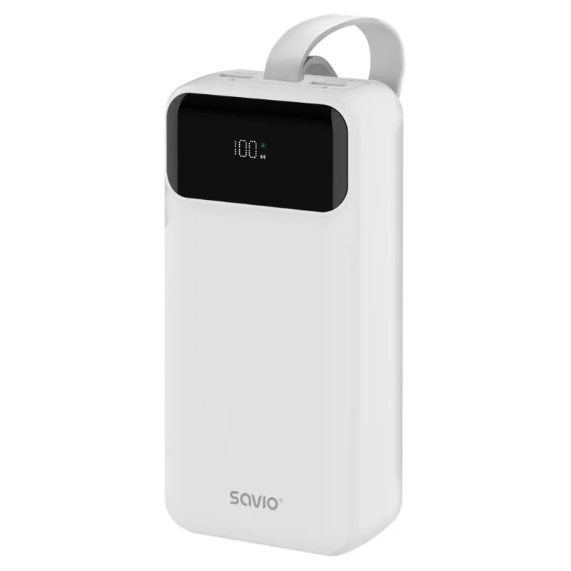 Powerbank SAVIO BA-11 Li-Ion 30000 mAh, 3,7 V, USB-C x2, baltas