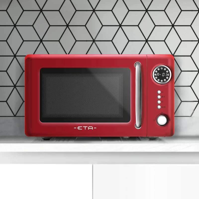 Mikrobangų krosnelė ETA Storio Red Solo – 20 L, 700 W, 5 galingumo lygių, 245 mm padėklas